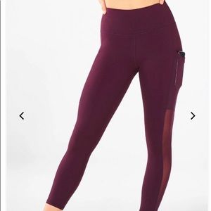 Fabletics Red/Burgundy Mila Crop Yoga Pants